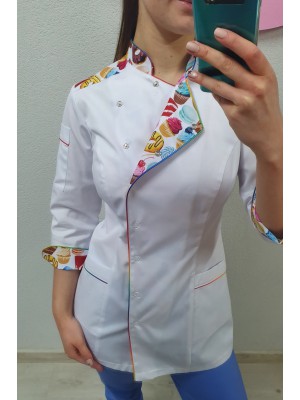 Bluza cukiernicza kucharska nr 93 biel+białe słodkości roz. 36