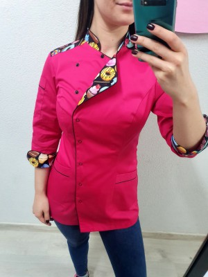 Bluza cukiernicza kucharska nr 93 fuksja + czarne słodkości roz 34