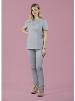 Komplet medyczny scrubs bluza + spodnie 104H srebrny roz 36