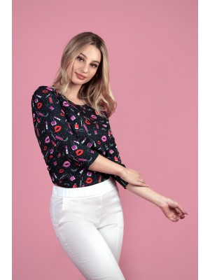 Koszulka Slim czarny Make-Up Print 