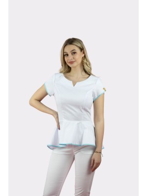 Fartuszek z baskinką nr 102 biel+turkus roz 36 C66