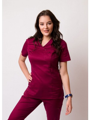 Bluza scrubs nr 86-H bordowa roz.34