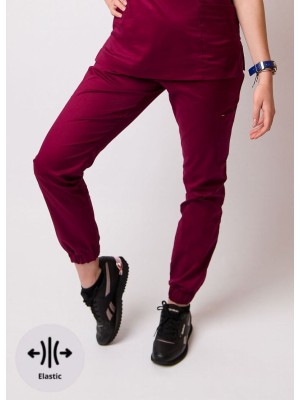 Spodnie scrubs nr 86-EL bordowe