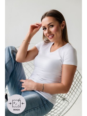 128-R Koszulka V-neck SLIM biała II GATUNEK