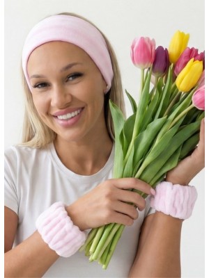Zestaw opaska z gumką + frotki na nadgarstki – welur