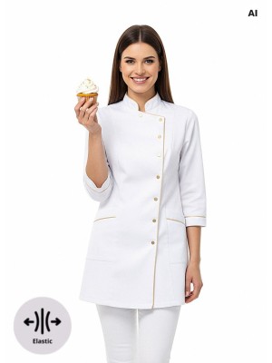 Bluza cukiernicza nr 90-EL biały + złoto