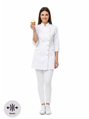 Bluza cukiernicza nr 90-EL biały + złoto