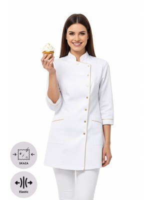 Bluza cukiernicza nr 90-EL biały + złoto SKAZA