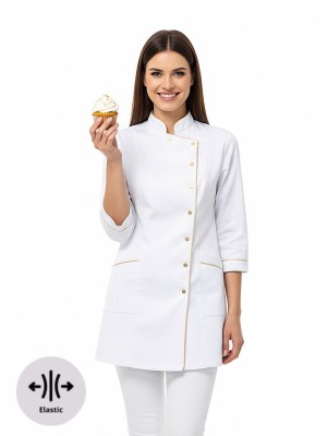 Bluza cukiernicza nr 90-EL biały + złoto SKAZA