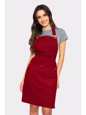 Fartuszek nr 99 czerwony złote klamerki SKAZA