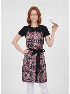 Fartuszek nr 99 czarna panterka + złote klamerki SKAZA
