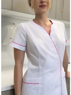 Fartuszek kosmetyczny nr 68 biały + fuksja