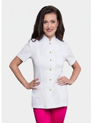 Fartuszek kosmetyczny nr 1/75 biały złote napy